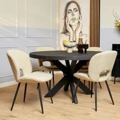 Table ronde bois noir à pied central Ø120 cm RIVANO