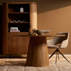Table ronde bois à pied rainuré Ø150 cm CALERO