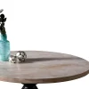 Table ronde en bois effet usé - pied noir ⌀120 cm TENA