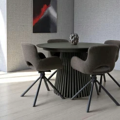 Table ronde en chêne noir avec piètement baguette ø140 cm AMSTERDAM