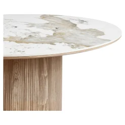 Table ronde en céramique blanche marbrée ø140 cm PRATO