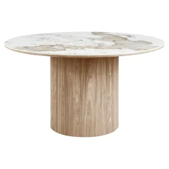 Table ronde en céramique blanche marbrée ø140 cm PRATO