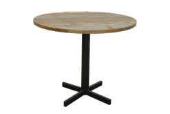 Table ronde en Hévéa recyclé coloré et pieds métal en croix D90xH76cm LOFT COLORS