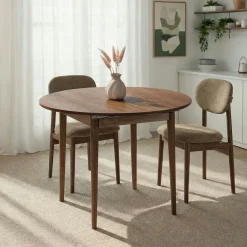 Table ronde extensible effet bois noyer 100-131 cm MARFA