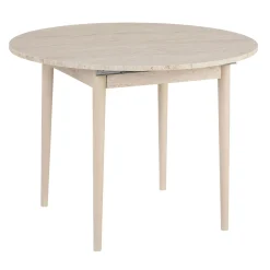 Table ronde extensible effet travertin et bois 100-131 cm MARFA