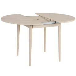 Table ronde extensible effet travertin et bois 100-131 cm MARFA