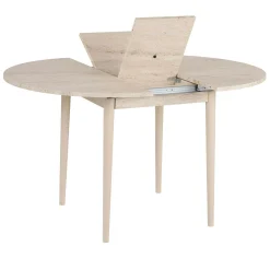 Table ronde extensible effet travertin et bois 100-131 cm MARFA