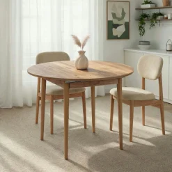 Table ronde extensible effet bois de pin 100-131 cm MARFA