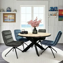 Table ronde extensible en chêne blanc 130 cm PALERME