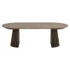 Table ronde extensible en chêne brun avec piètement baguette (3 rallonges incluses) ø120 cm /160 cm / 200 cm / 240 cm AMSTERDAM