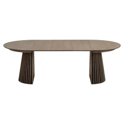 Table ronde extensible en chêne brun avec piètement baguette (3 rallonges incluses) ø120 cm /160 cm / 200 cm / 240 cm AMSTERDAM