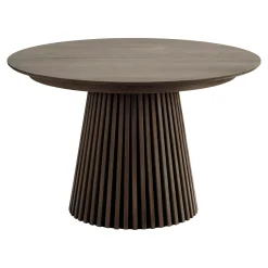 Table ronde extensible en chêne brun avec piètement baguette (3 rallonges incluses) ø120 cm /160 cm / 200 cm / 240 cm AMSTERDAM