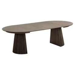 Table ronde extensible en chêne brun avec piètement baguette (3 rallonges incluses) ø120 cm /160 cm / 200 cm / 240 cm AMSTERDAM