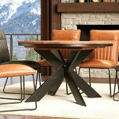 Table ronde extensible en chêne brun 120 cm PALERME