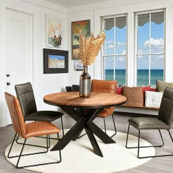 Table ronde extensible en chêne brun 120 cm PALERME