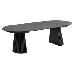 Table ronde extensible en chêne noir avec piètement baguette (3 rallonges incluses) ø120 cm /160 cm / 200 cm / 240 cm AMSTERDAM