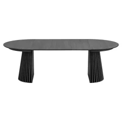 Table ronde extensible en chêne noir avec piètement baguette (3 rallonges incluses) ø120 cm /160 cm / 200 cm / 240 cm AMSTERDAM