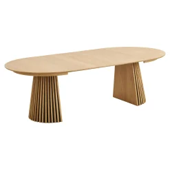 Table ronde extensible en chêne clair avec piètement baguette (3 rallonges incluses) ø120 cm /160 cm / 200 cm / 240 cm AMSTERDAM