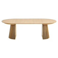 Table ronde extensible en chêne clair avec piètement baguette (3 rallonges incluses) ø120 cm /160 cm / 200 cm / 240 cm AMSTERDAM