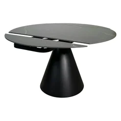 Table ronde extensible en céramique noire 135 cm OTTAWA