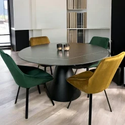 Table ronde extensible en céramique noire 135 cm OTTAWA