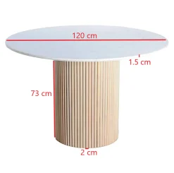 Table ronde marbre et bois D 120 cm MASSA