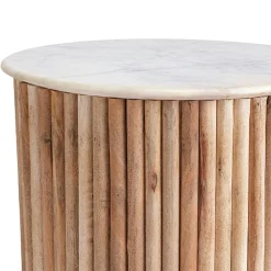 Table ronde marbre et bois D 120 cm MASSA