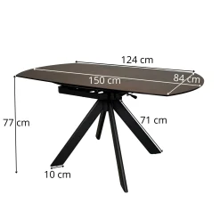 Table ronde modulable céramique effet marbre noir 150 cm LOMBARDIE