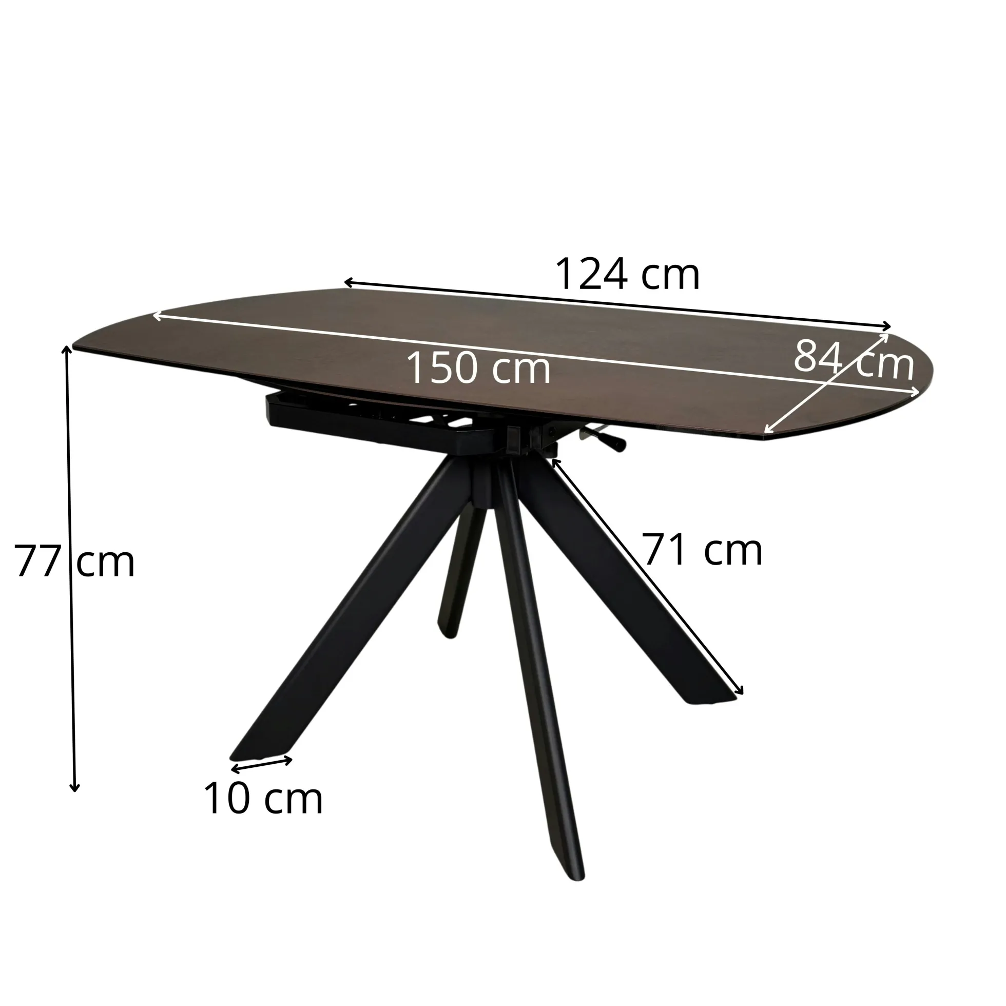 Table ronde modulable céramique effet marbre noir 150 cm LOMBARDIE