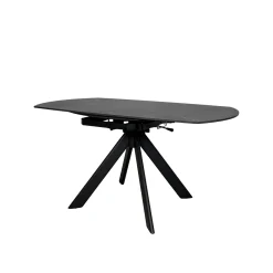 Table ronde modulable céramique effet marbre noir 150 cm LOMBARDIE
