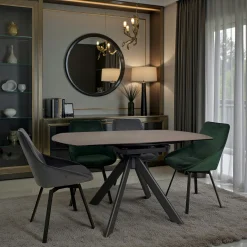 Table ronde modulable céramique effet oxydé 150 cm LOMBARDIE