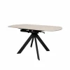 Table ronde modulable céramique effet travertin 150 cm LOMBARDIE