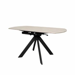 Table ronde modulable céramique effet travertin 150 cm LOMBARDIE