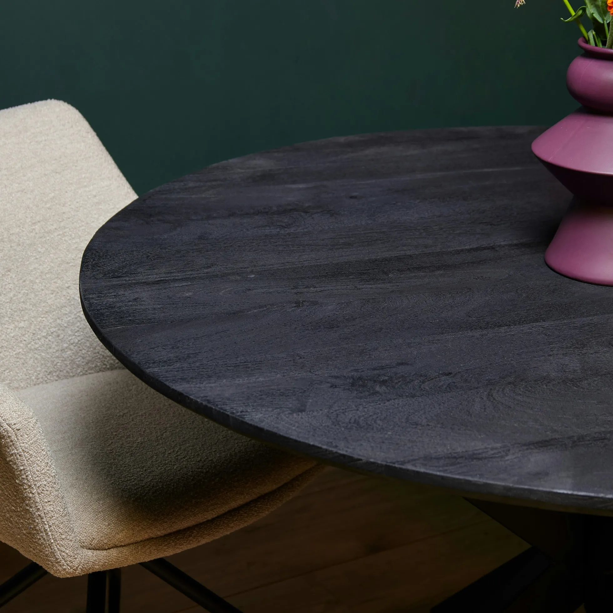 Table ronde noire en bois de manguier Ø150 cm ALVERA