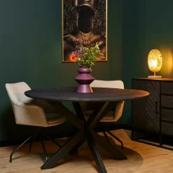 Table ronde noire en bois de manguier Ø150 cm ALVERA