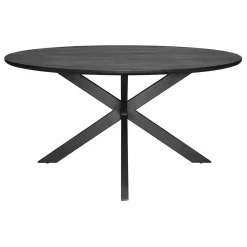 Table ronde noire en bois de manguier Ø130 cm ALVERA