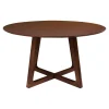 Table ronde vintage en placage noyer Ø137 cm LILLEHAMMER