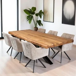 Table salle à manger bois massif pied mikado 240 cm MELBOURNE