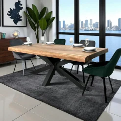 Table salle à manger bois massif pied mikado 200 cm MELBOURNE