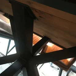Table salle à manger bois métal pied croisé 200 cm OKA