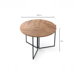 Table salle à manger pliante effet pin Ø100 cm JENA