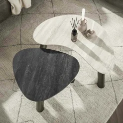 Tables basses céramique 2 finitions, forme galet (x2) GALWAY