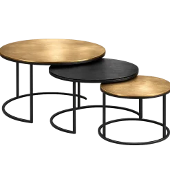 Tables basses gigognes noir et or (lot de 3) KANO