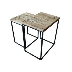 Tables basses gigognes x2 plateau teck arboré