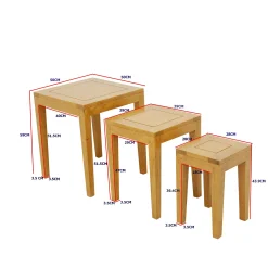Tables gigognes hévéa MAORI lot de 3