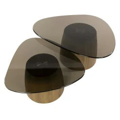 Tables salon verre fumé design triangle (lot de 2) MILOS