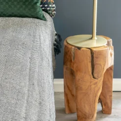 Tabouret chevet en bois de teck - 3 pieds ARIZONA