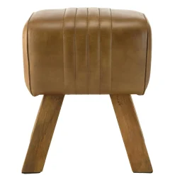 Tabouret cuir havane pieds en bois TIM