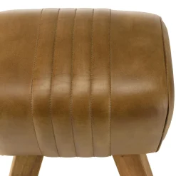 Tabouret cuir havane pieds en bois TIM