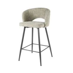 Tabouret de bar beige sable en velours tissé avec dossier ouvert (lot de 2) GALWAY